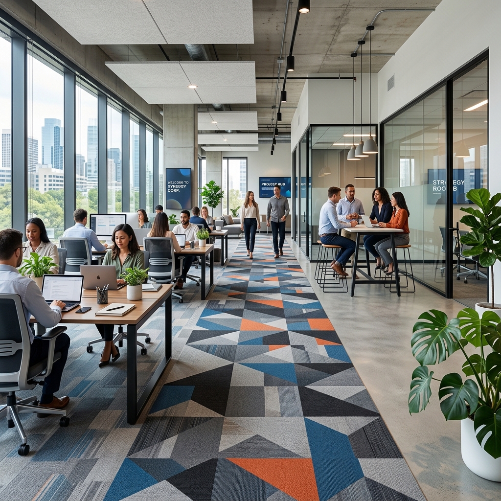Instalasi Karpet Tile Kantor Tokopedia Tower